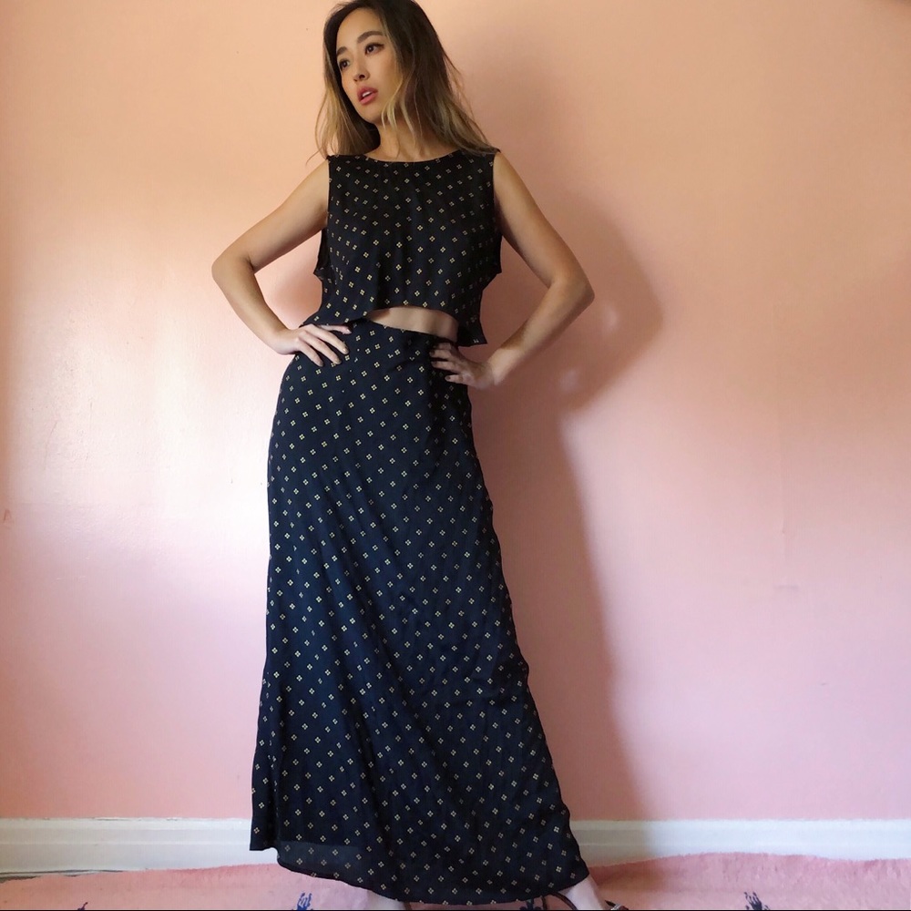 Flynn Skye Diamond Print Cutout Maxi Dress - Picture 1 of 3